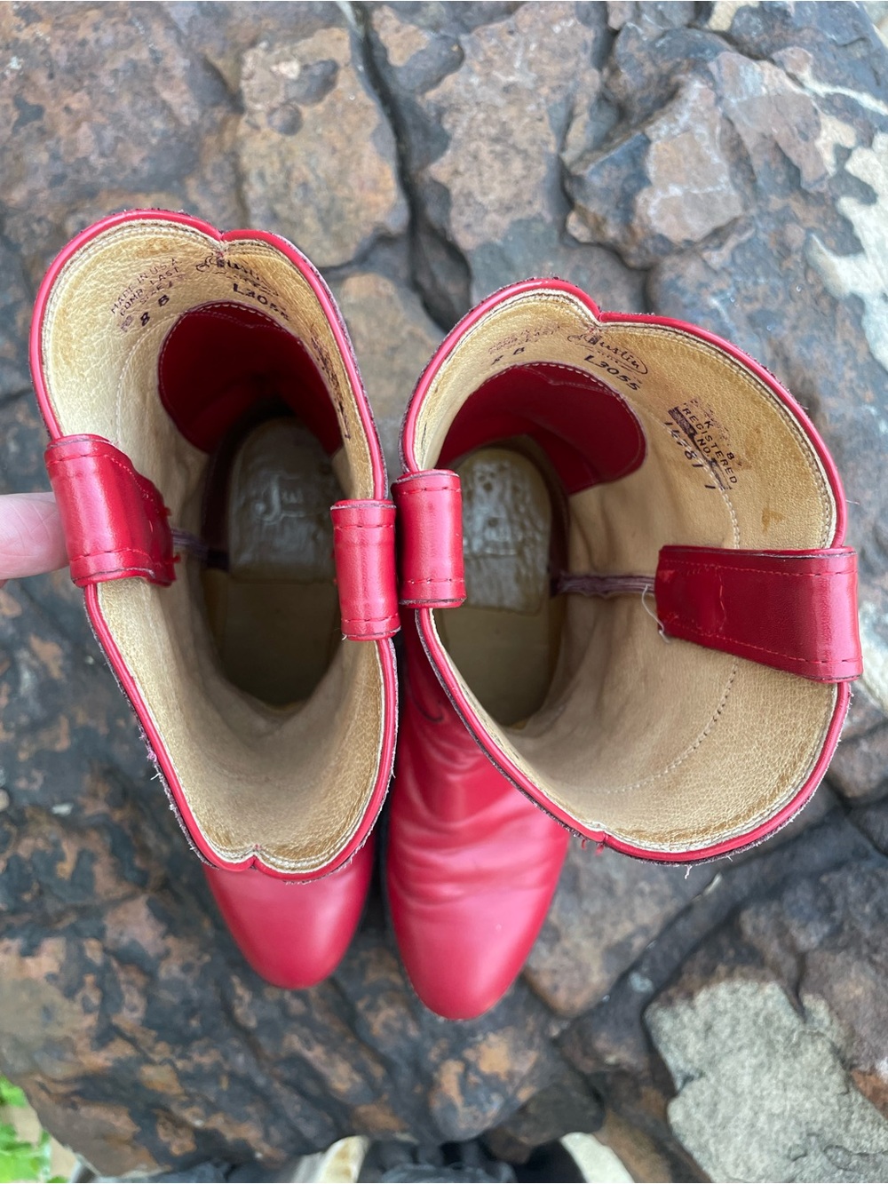 Justin Boots Red Leather Western Cowboy Roper Boots size 8 - Picture 9 of 11